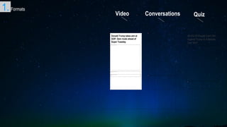 Conversations Quiz
99.9% Of People Can't Win
Against Trump In A Debate,
Can You?
Video
Donald Trump takes aim at
GOP, Dem rivals ahead of
Super Tuesday
1. Formats