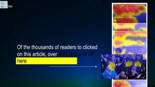 Of the thousands of readers to clicked
on this article, over 53% dropped off
here
2. Data
