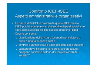 ICEF-ISEE: aspetti amministrativi e organizzativi a confronto.
