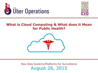 What is Cloud Computing & What does it Mean
for Public Health?
New Data Systems/Platforms for Surveillance
August 26, 2015
 