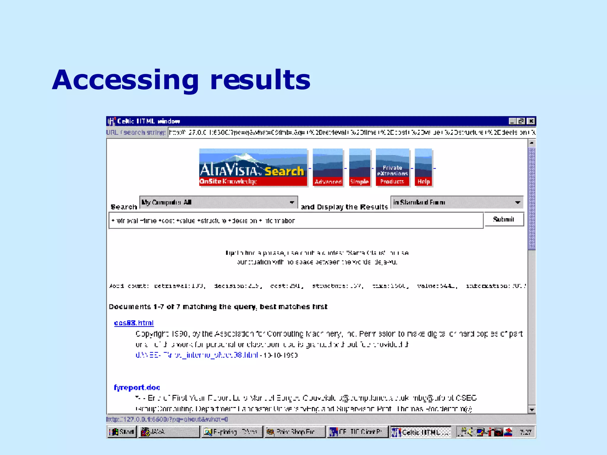 Accessing results 