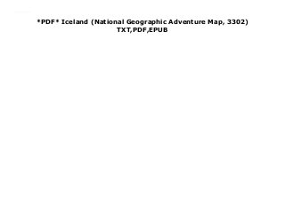 *PDF* Iceland (National Geographic Adventure Map, 3302)
TXT,PDF,EPUB
Read now : https://cbookdownload2.blogspot.com/?book=1566955343 Download Iceland (National Geographic Adventure Map, 3302) read Online
 