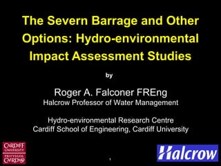 11
The Severn Barrage and Other
Options: Hydro-environmental
Impact Assessment Studies
by
Roger A. Falconer FREng
Halcrow Professor of Water Management
Hydro-environmental Research Centre
Cardiff School of Engineering, Cardiff University
 
