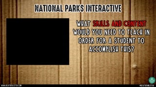 NATIONAL PARKS INTERACTIVE
What skills and content
would you need to teach in
order for a student to
accomplish this?
www.heatherlister.com @heathermlister
 