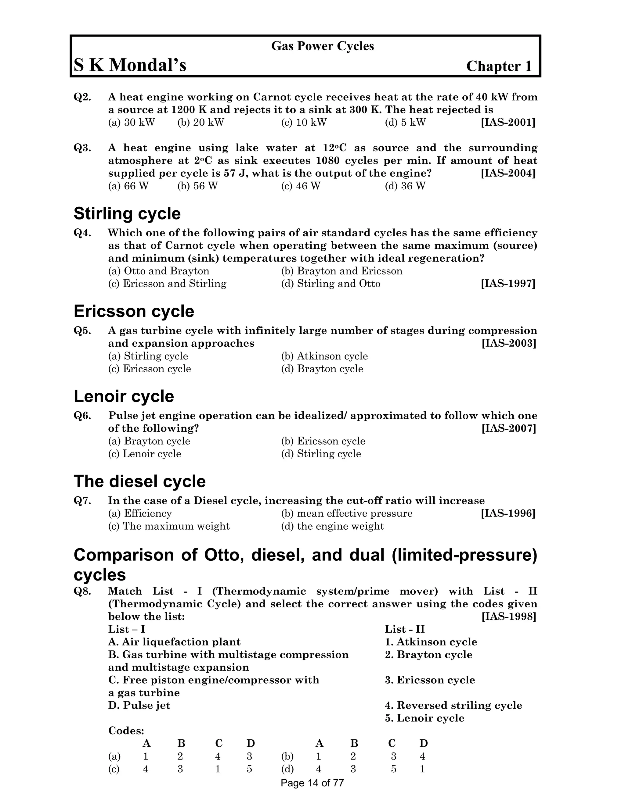 Ic engine ies gate ias 20 years question and answers | PDF