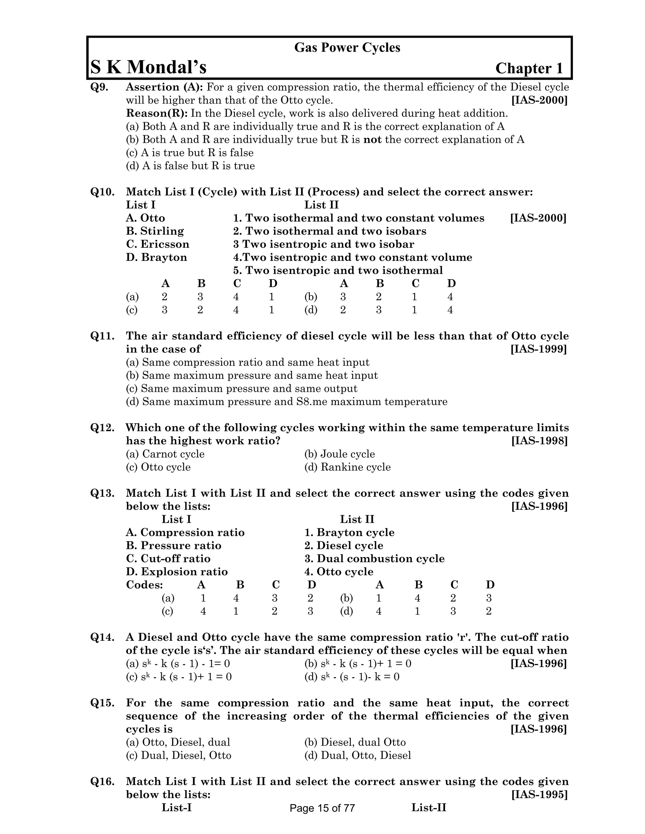 Ic engine ies gate ias 20 years question and answers | PDF