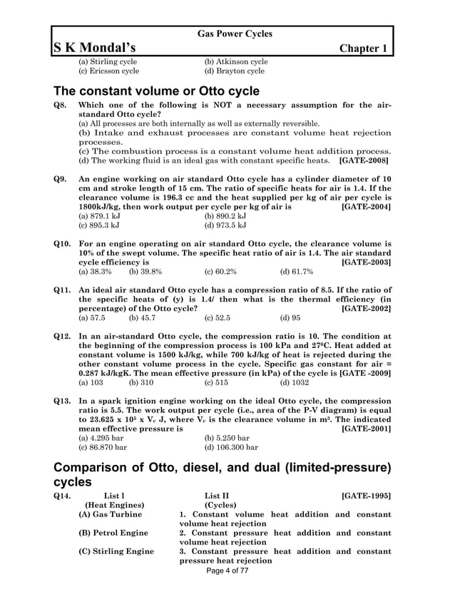 Ic engine ies gate ias 20 years question and answers | PDF