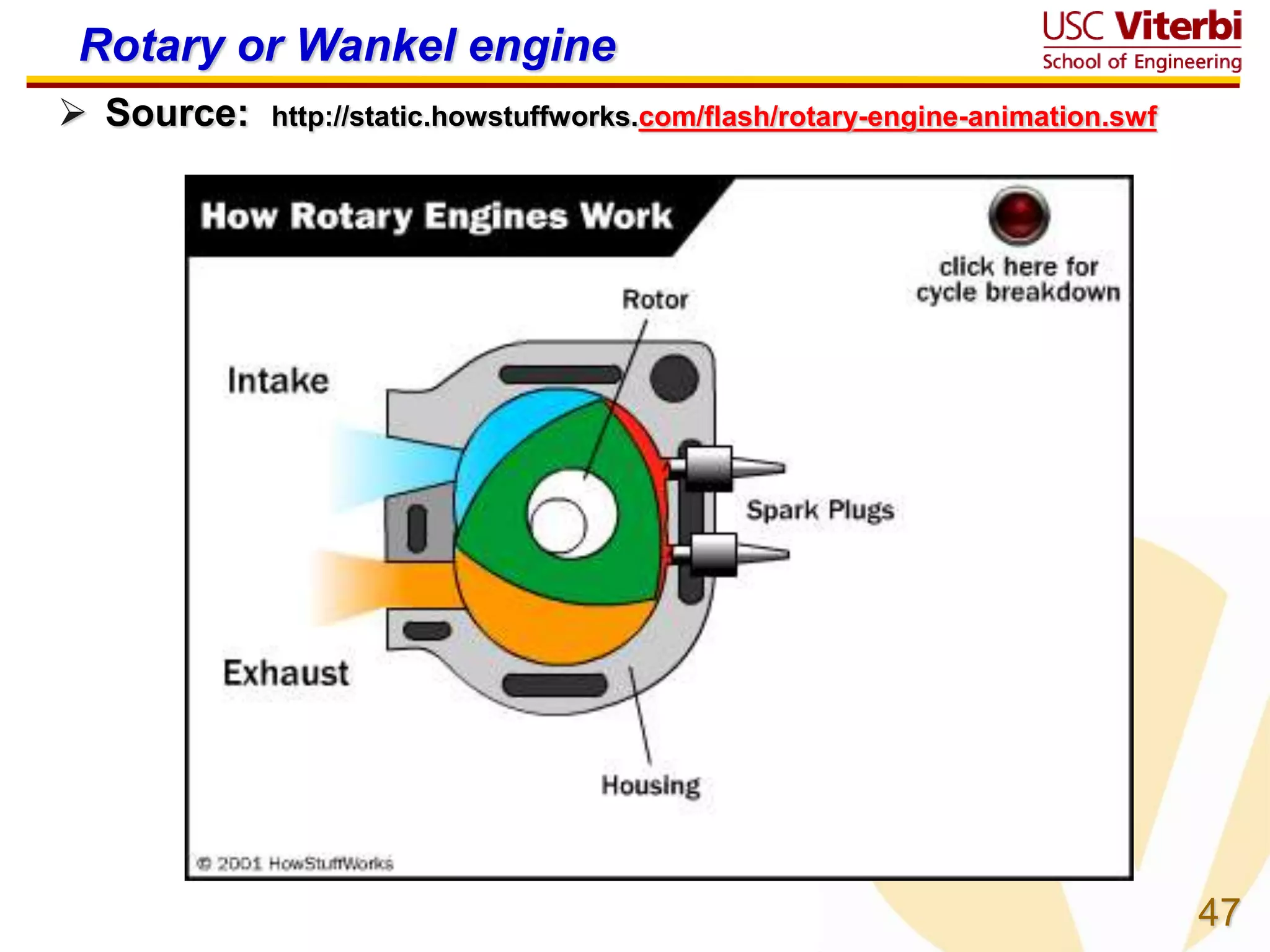 47
Rotary or Wankel engine
 Source: http://static.howstuffworks.com/flash/rotary-engine-animation.swf
 