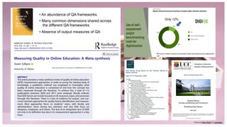 https://www.tandfonline.com/doi/abs/10.1080/08923647.2018.1417658
• An abundance of QA frameworks
• Many common dimensions...