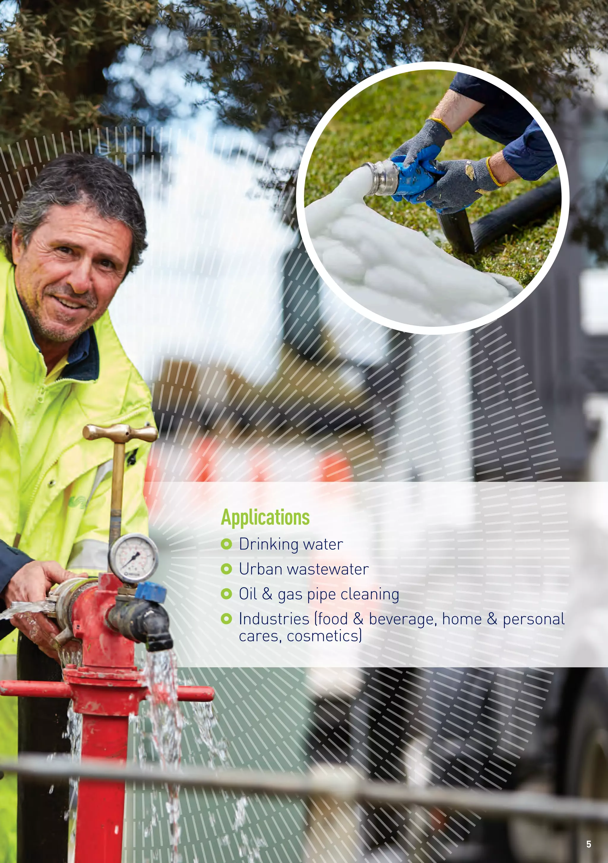 5
Applications
	Drinking water
	Urban wastewater
	Oil & gas pipe cleaning
	Industries (food & beverage, home & personal
cares, cosmetics)
 