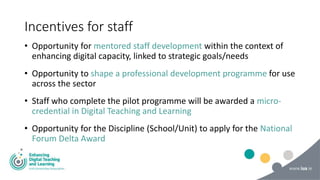 Incentives for staff
• Opportunity for mentored staff development within the context of
enhancing digital capacity, linked...