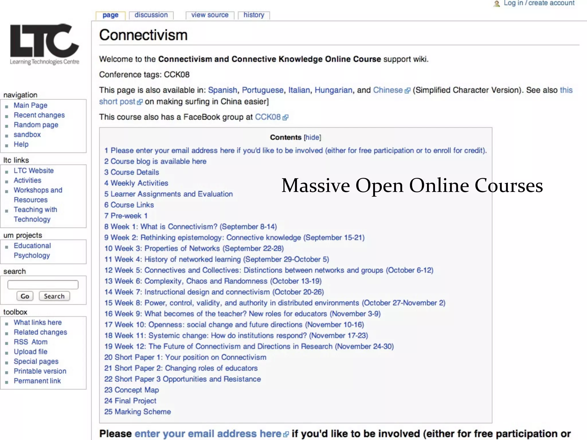 connnectivism	
  cour


         Massive	
  Open	
  Online	
  Courses




          13
 