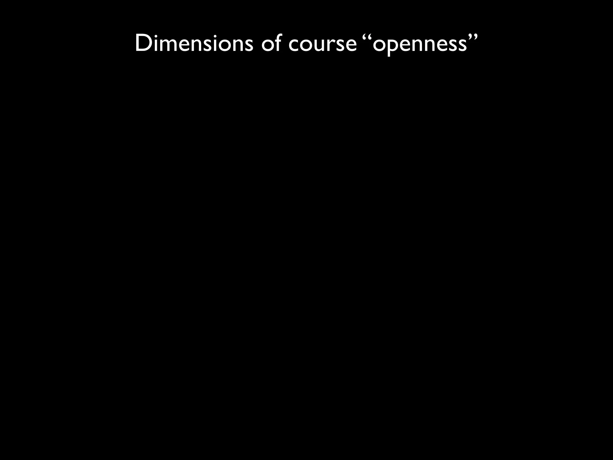 Dimensions of course “openness”
 