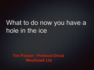 What to do now you have a 
hole in the ice 
Tim Panton - Protocol Droid 
Westhawk Ltd 
 