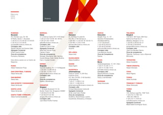 Memoria
ICEX
2012
207
Anexos
SENEGAL	
Dakar	
3- 5, Avenue Carde. B.P. 4146 Dakar
T. (00 221) 821 03 68- 821 86 93
F. (00 221) 821 49 66
dakar@comercio.mineco.es	
Consejero Jefe:	
Guillermo Franco Frías	
Agregada Comercial:	
María del Carmen Rosa
Cabrero Pastor
Zona de competencia:
Senegal, Mauritania, Mali, Gambia, 	
Guinea Bissau, Cabo Verde, Burkina
Faso y Guinea-Conakri.	
	
SERBIA 	
Belgrado	
Vojvode Supljkca, 40. 11118 Belgrade
T. (00 381 11) 380 68 32
F. (00 381 11) 380 74 67
belgrado@comercio.mineco.es
Consejero Jefe:	
Vacante	
Zona de competencia:	
Serbia y Montenegro.	
	
SINGAPUR	
Singapur	
7, Temasek Boulevard 19- 03.	
Suntec Tower One. Singapour 038987
T. (00 65) 673 29 788
F. (00 65) 673 29 780
singapur@comercio.mineco.es	
Consejero Jefe:	
Juan María Portillo Puertas	
SIRIA	
Damasco	
61, Al Hidjaz Al Jadid St.	
P.O. Box 2738 Damascus	
T. (00 963 11) 333 36 19/ 333 00 15
F. (00 963 11) 333 73 68
damasco@comercio.mineco.es
Consejero Jefe:	
Vacante	
	
SRI LANKA	
Véase India	
SUAZILANDIA	
Véase Sudáfrica	
	
SUDÁN	
Véase Egipto	
	
SUDÁFRICA	
Johannesburgo	
Fedsure Towers 13, 8th floor,
Fredman Drive.	
P.O. Box 781050- 2146 Sandton,
Johannesburg	
T. (00 27 11) 883 21 02
F. (00 27 11) 883 26 24
johannesburgo@comercio.mineco.es
Consejero Jefe:	
Enrique Manzanares Carbonell	
Agregado Comercial:	
Emilio José Calvo Roldan	
Zona de competencia:	
Sudáfrica, Mozambique, Lesoto,
Suazilandia, Botswana y Zimbawe.	
SUECIA	
Estocolmo	
Sergëls Torg, 12, 13º.
Spanska Ambassadens
Handelsavdelning 	
11157 Stockholm	
T. (00 46 8) 246 610
F. (00 46 8) 208 892
estocolmo@comercio.mineco.es
Consejero Jefe:	
Luis Martínez Arevalo
Zona de Competencia:	
Suecia.	
	
SUIZA	
Berna	
Guttenbergstrasse, 14. 3011 Bern
T. (00 41 31) 381 21 71
F. (00 41 31) 382 18 45
berna@comercio.mineco.es	
Consejera Jefe:	
Begoña Montoro Zulueta	
Zona de competencia:	
Suiza y Liechtenstein.	
	
SURINAM	
Véase Venezuela	
	
RUMANIA	
Bucarest	
Str. Dionisie Lupu, 64- 66. 	
III Planta, Sector 1, Bucarest	
T. (00 40 21) 312 80 50/ 312 80 60
F. (00 40 21) 312 90 80
bucarest@comercio.mineco.es
Consejero Jefe:	
Agustín Navarro de Vicente-Gella
Agregado Comercial:
Emilio Guerra Rufart
Zona de competencia:
Rumania y Moldavia.	
Esta oficina cuenta con un Centro de
Negocios.	
	
RUSIA	
Véase Federación Rusa	
	
SAN CRISTÓBAL Y NIEVES	
Véase Venezuela	
SAN MARINO	
Véase Italia	
	
SAN VICENTE Y GRANADINAS
Véase Venezuela	
SANTA LUCÍA	
Véase Venezuela	
	
SANTO TOMÉ Y PRÍNCIPE	
Véase Guinea Ecuatorial	
	
TAILANDIA	
Bangkok	
159 Serm- Mit Tower, 26th floor
Sukhumvit Road Soi 21	
Wattana, Bangkok 10110	
T. (00 66 2) 258 90 20/ 21
F. (00 66 2) 258 99 90
bangkok@comercio.mineco.es	
Consejero Jefe:	
José Luis Navales Oterino	
Zona de competencia:	
Tailandia, Camboya, Laos y Myanmar
(Birmania).
	
TAYIKISTÁN	
Véase Kazajistán	
	
TIMOR ORIENTAL	
Véase Indonesia	
	
TOGO	
Véase Nigeria	
	
TONGA	
Véase Australia	
	
TRINIDAD Y TOBAGO	
Véase Venezuela	
	
TÚNEZ	
Túnez	
130, Avenue Jugurtha. 1082 Tunis
T. (00 216 71) 7881 03/
7803 39/ 7966 43
F. (00 216 71) 7876 02
tunez@comercio.mineco.es	
Agregada Comercial:	
María Isabel Domínguez Ayuso	
	 	
 