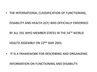 international classification of functioning, disability and health | PPTX