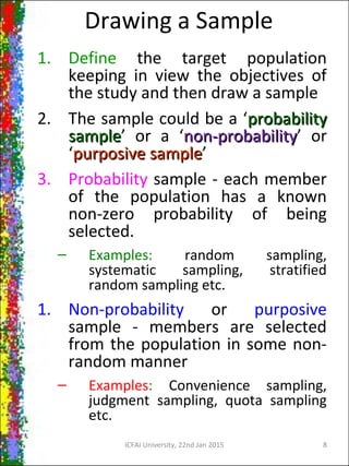 Sample Sampling Drawing Sampling Design, Questionnaire Design & Data ib | PPT