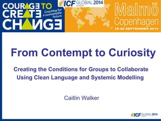 From Contempt to Curiosity 
Creating the Conditions for Groups to Collaborate 
Using Clean Language and Systemic Modelling 
Caitlin Walker 
 