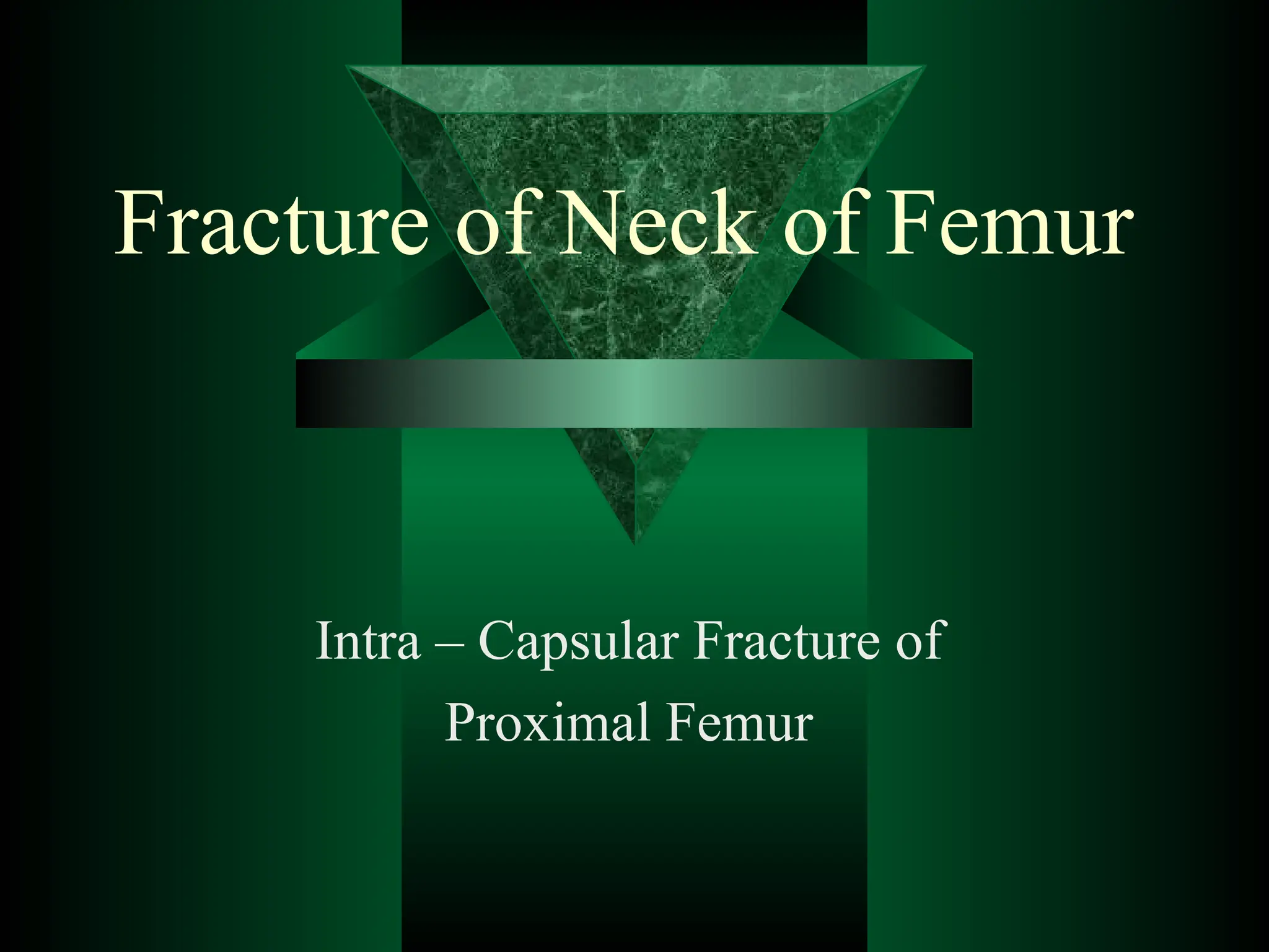 Fracture of Neck of Femur
Intra – Capsular Fracture of
Proximal Femur
 
