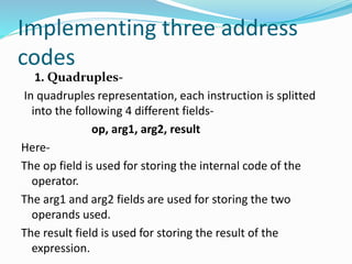 Intermediate code generator | PPTX | Programming Languages | Computing