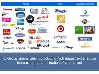 iC Group specializes in producing high impact experiences increasing the participation of your target 