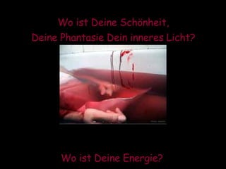 Wo ist Deine Schönheit, Deine Phantasie Dein inneres Licht? Wo ist Deine Energie?  