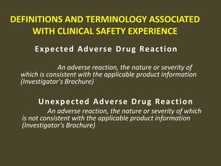 The development of standard definitions and terminology for key aspects of clinical safety reporting