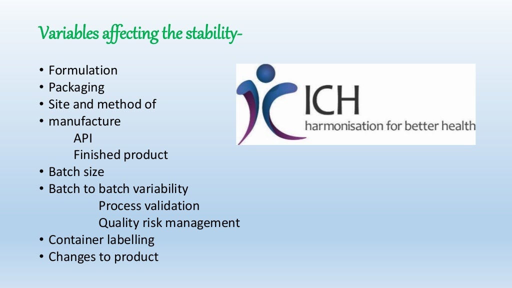 Ich guideline for stability testing