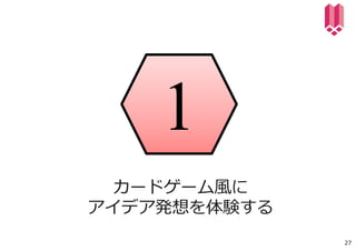 カードゲーム⾵に
アイデア発想を体験する
27
 