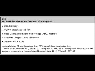 acute intracerebral haemorrhage: diagnosis and... Intracerebral hemorhage Diagnosis and management | PPTX