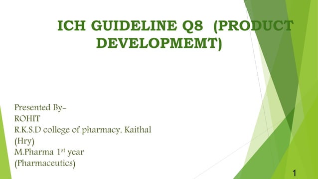 ICH Q8 GUIDELINES OF QUALITY BY DESIGN(PRODUCT DEVELOPEMENT) | PPTX