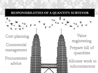 RESPONSIBILIITIES OF A QUANTITY SURVEYOR
 