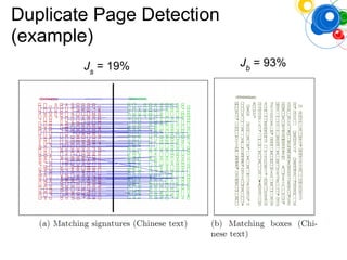 Duplicate Page Detection
(example)
Js
= 19% Jb
= 93%
 