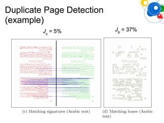 Duplicate Page Detection
(example)
Js
= 5% Jb
= 37%
 