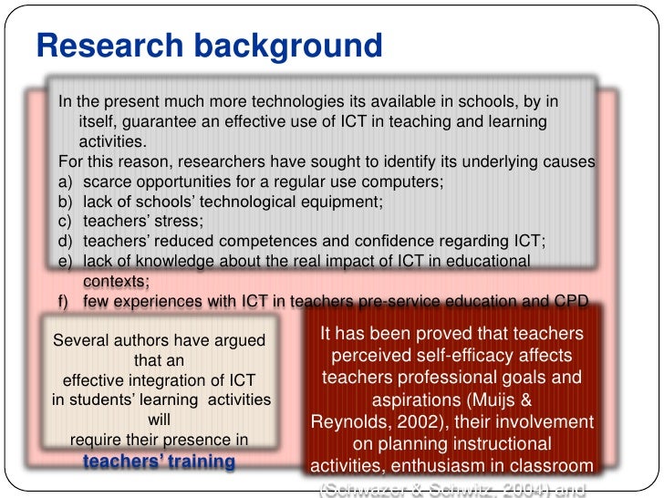 the influence of teacher self-efficacy on technology integration essay The purpose of this study aims to examine the influence of teacher self-efficacy on innovative work behavior the randomly stratified sampling method is used in this study to select 546 secondary . the influence of teacher self-efficacy on technology integration essay The purpose of this study aims to examine the influence of teacher self-efficacy on innovative work behavior the randomly stratified sampling method is used in this study to select 546 secondary .