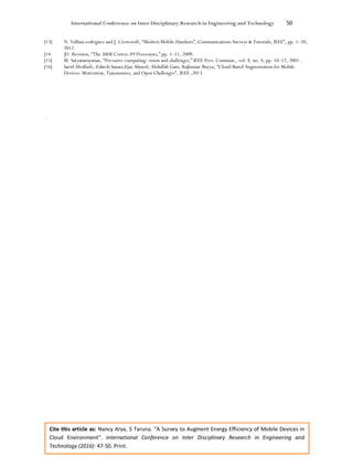 A Survey to Augment Energy Efficiency of Mobile Devices in Cloud ...