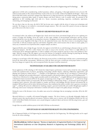 Review on Application of Augmented Reality in Civil Engineering | PDF