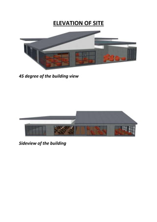 ELEVATION OF SITE
45 degree of the building view
Sideview of the building
 