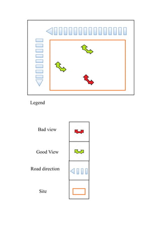 Legend
Bad view
Good View
Road direction
Site
 