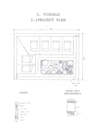 3. VISUALS
3.lPROJECT PLAN
E E E E
[y t-----
lffimo
ct
H
6M.
HOUSE UN]T
MEASUREMENTS
LEGEND
Ft
I'o-'
PQ sou,4tr, ou,r**
l[]ll o^*
l'.'l urtn^ ,^'r,
D un* ro,
ffi eo",
U Loxr
 
