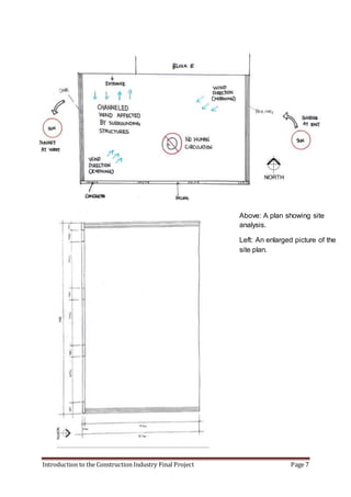 Introduction to the Construction Industry Final Project Page 7
Above: A plan showing site
analysis.
Left: An enlarged picture of the
site plan.
 