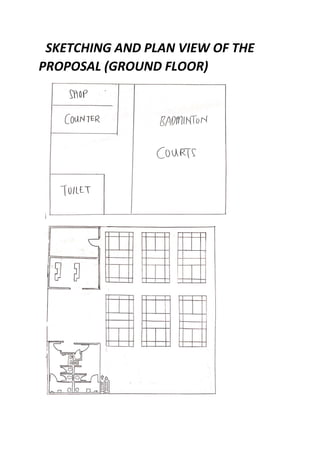 SKETCHING AND PLAN VIEW OF THE
PROPOSAL (GROUND FLOOR)
 