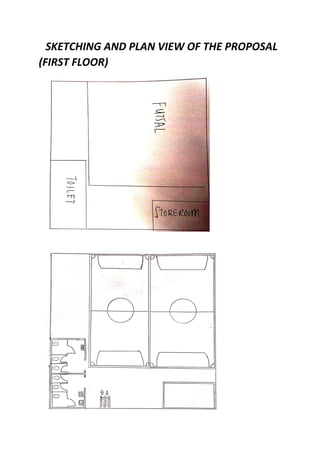 SKETCHING AND PLAN VIEW OF THE PROPOSAL
(FIRST FLOOR)
 