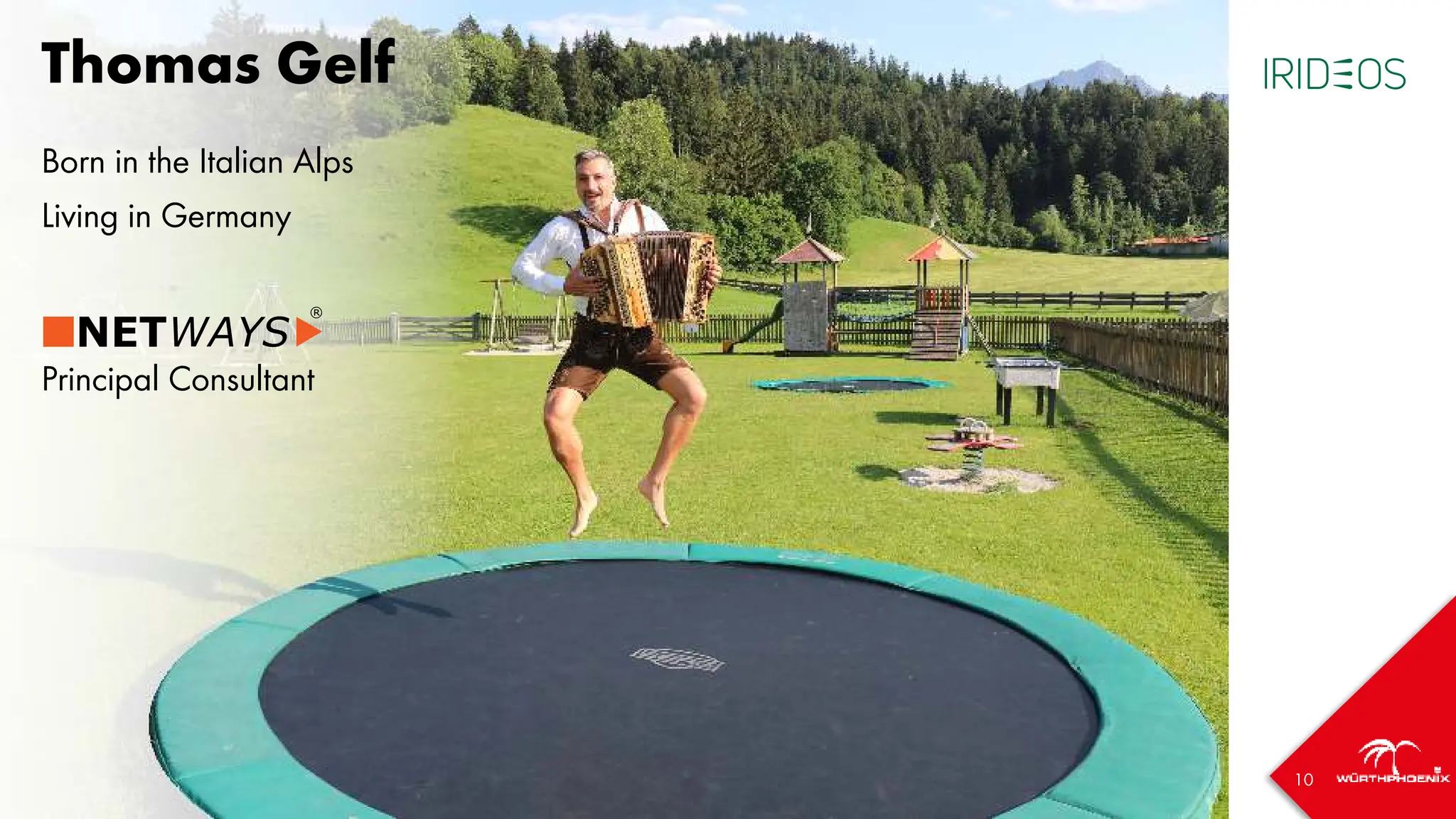 10
Thomas Gelf
Born in the Italian Alps
Living in Germany
Principal Consultant
 