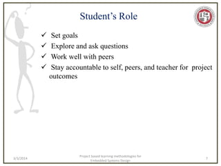 Project based learning methodologies for Embedded Systems and ...