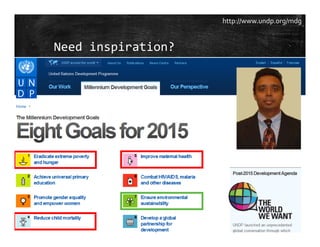 Need inspiration?
http://www.undp.org/mdg
 