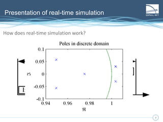 7
Presentation of real-time simulation
7
How many type of real-time simulation exist?
IOs
Controller
Plant
IOs
Hardware-In-the-Loop
(HIL)
Controller
Plant
Real-plant
Power amplifier
Power signals
IOs
IOs
Power-Hardware-In-the-Loop
(PHIL)
 
