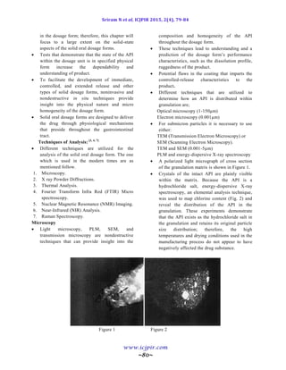 TO STUDY THE ANALYSIS OF SOLID ORAL DOSAGE FORMS INCLUDING THE ...