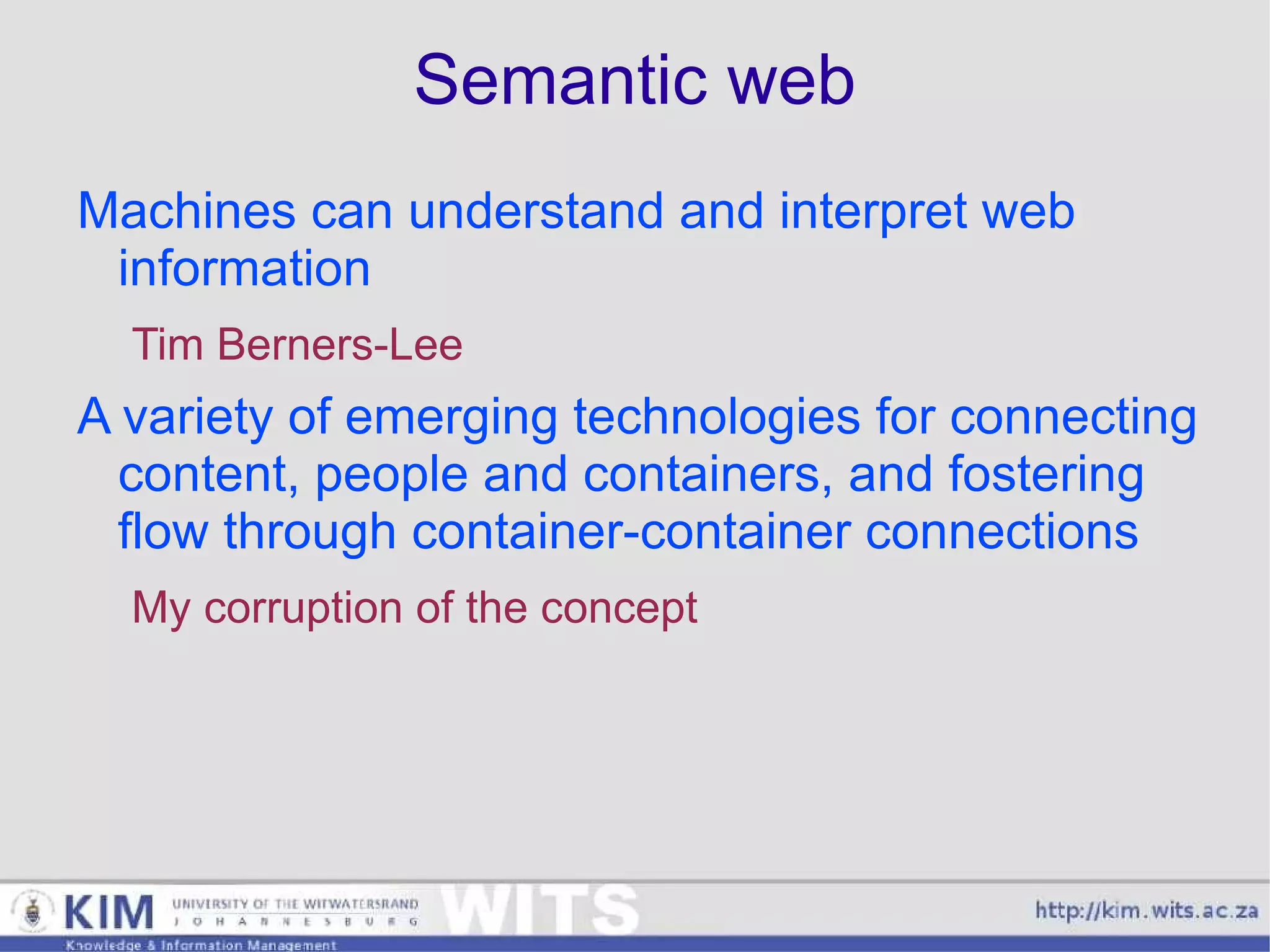people container content connection flow The read-write web 