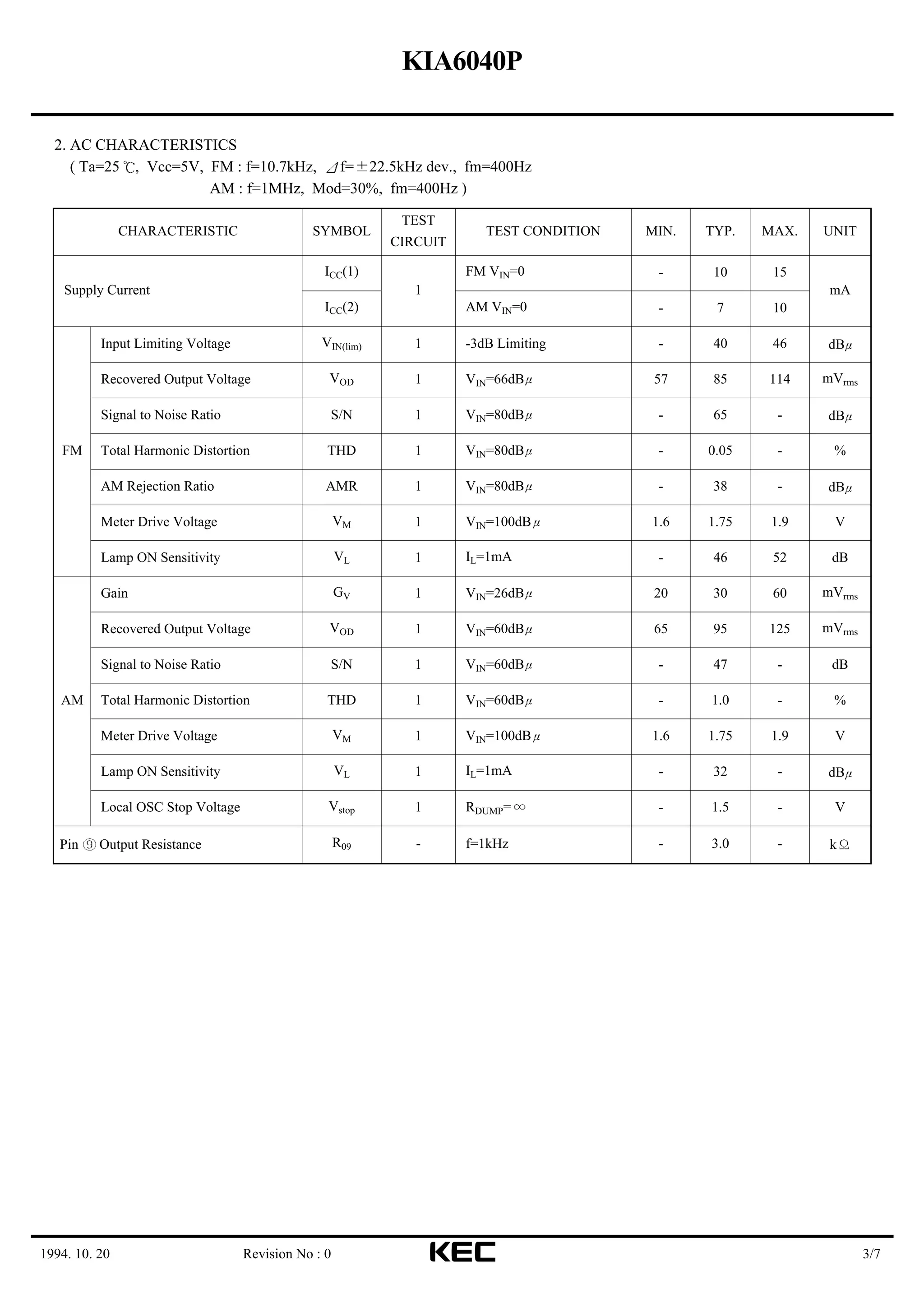 Data Sheet IC KIA6040 | PDF
